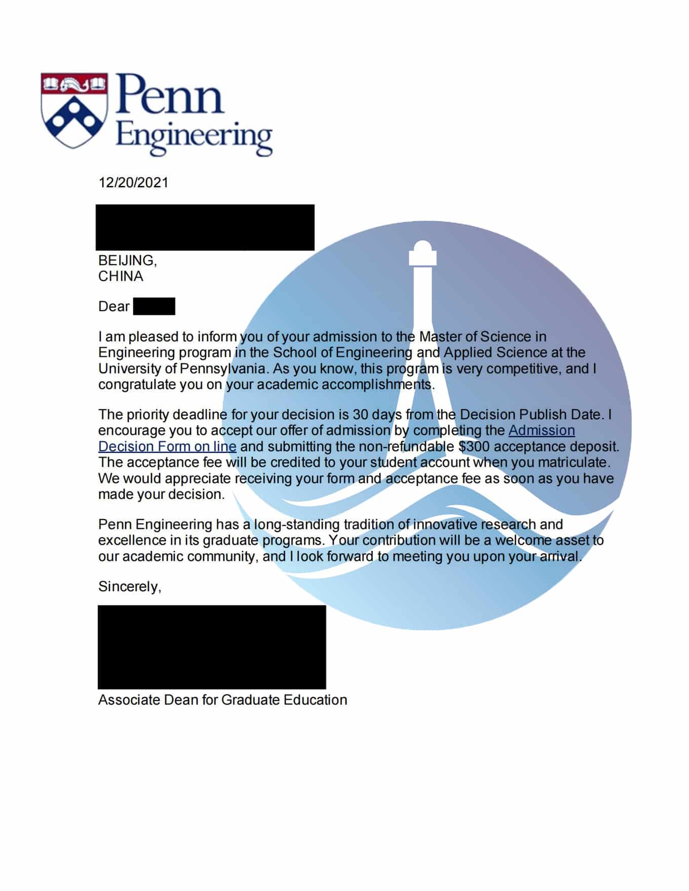 賓夕法尼亞大學Offer